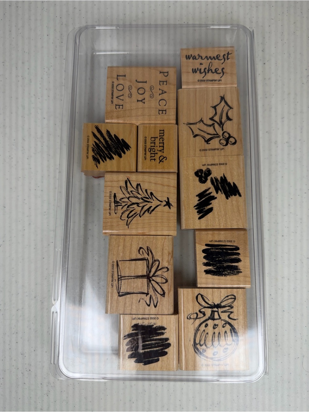 Stampin’ Up! Retired Christmas Wood Mount Rubber Stamp Set (10)
